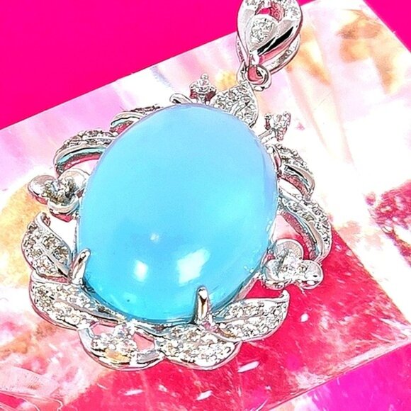 925 Sterling Silver Pendant with Natural Chalcedony 10x20mm - Picture 10 of 10